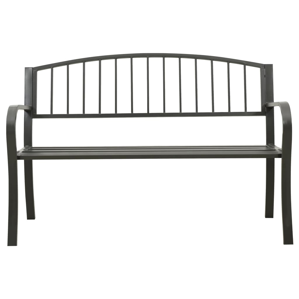 vidaXL Градинска пейка, сива, 120 см, стомана