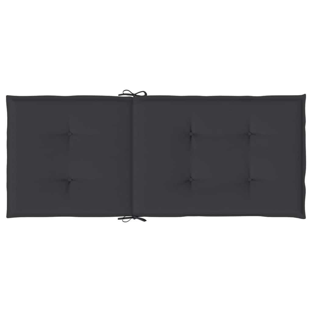 vidaXL Възглавници за столове с облегалки 2 бр черни 120x50x3 см плат