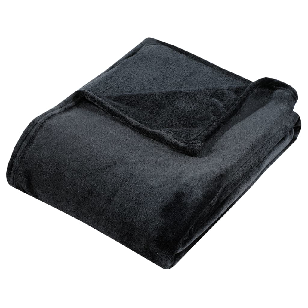 vidaXL Одеяло, черно, 130x170 см, полиестер