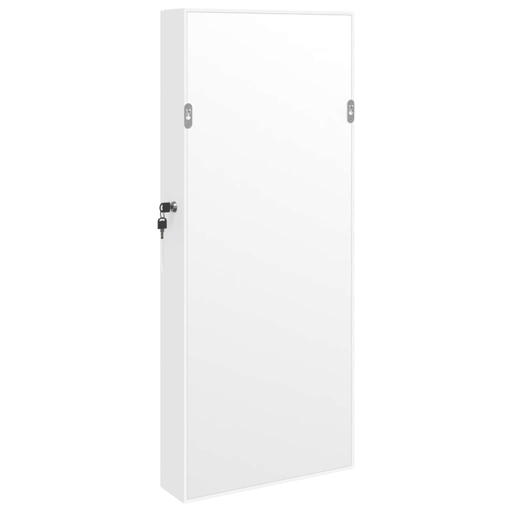 vidaXL Огледален шкаф за бижута, стенен монтаж, бял, 37,5x10x90 см