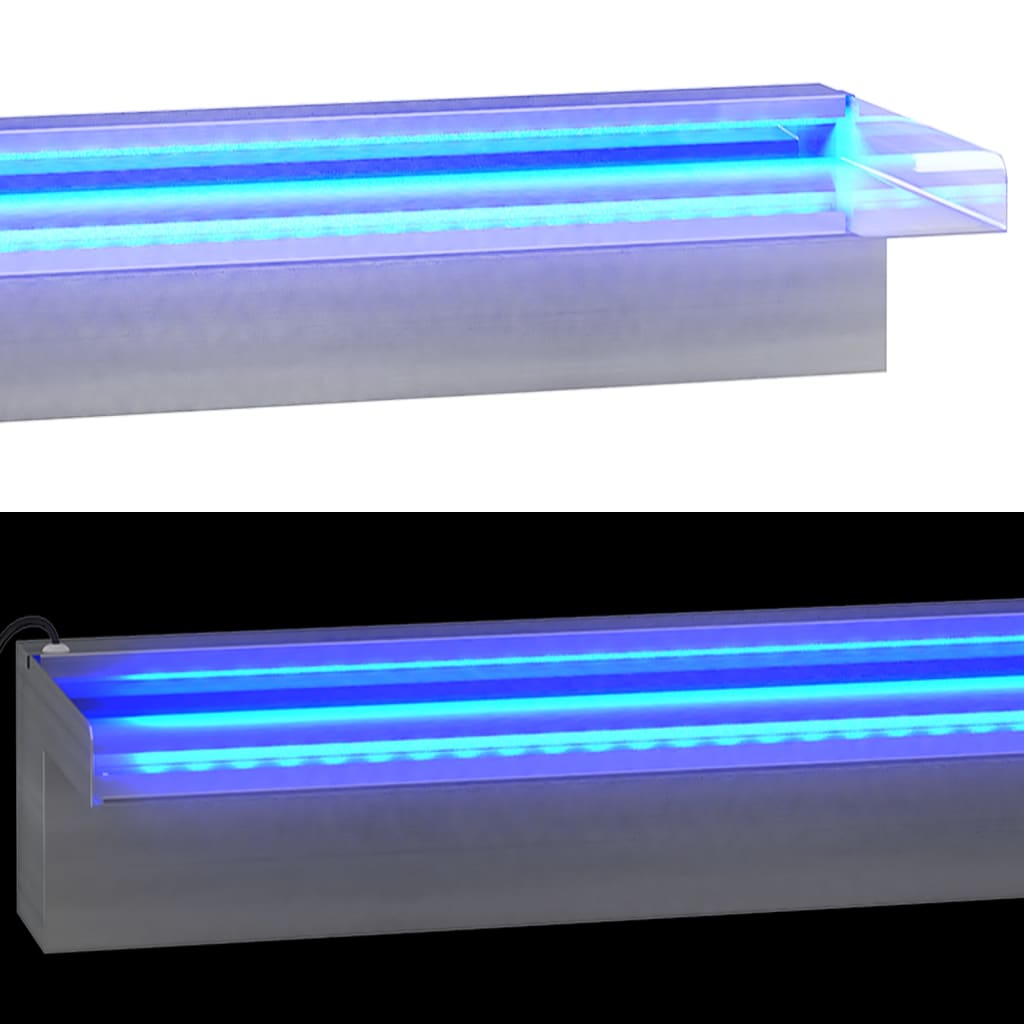 vidaXL Преливник за водопад с RGB LED, неръждаема стомана, 90 см