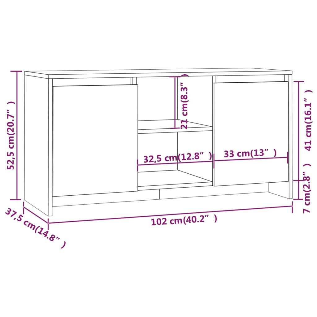 vidaXL ТВ шкаф, опушен дъб, 102x37,5x52,5 см, ПДЧ