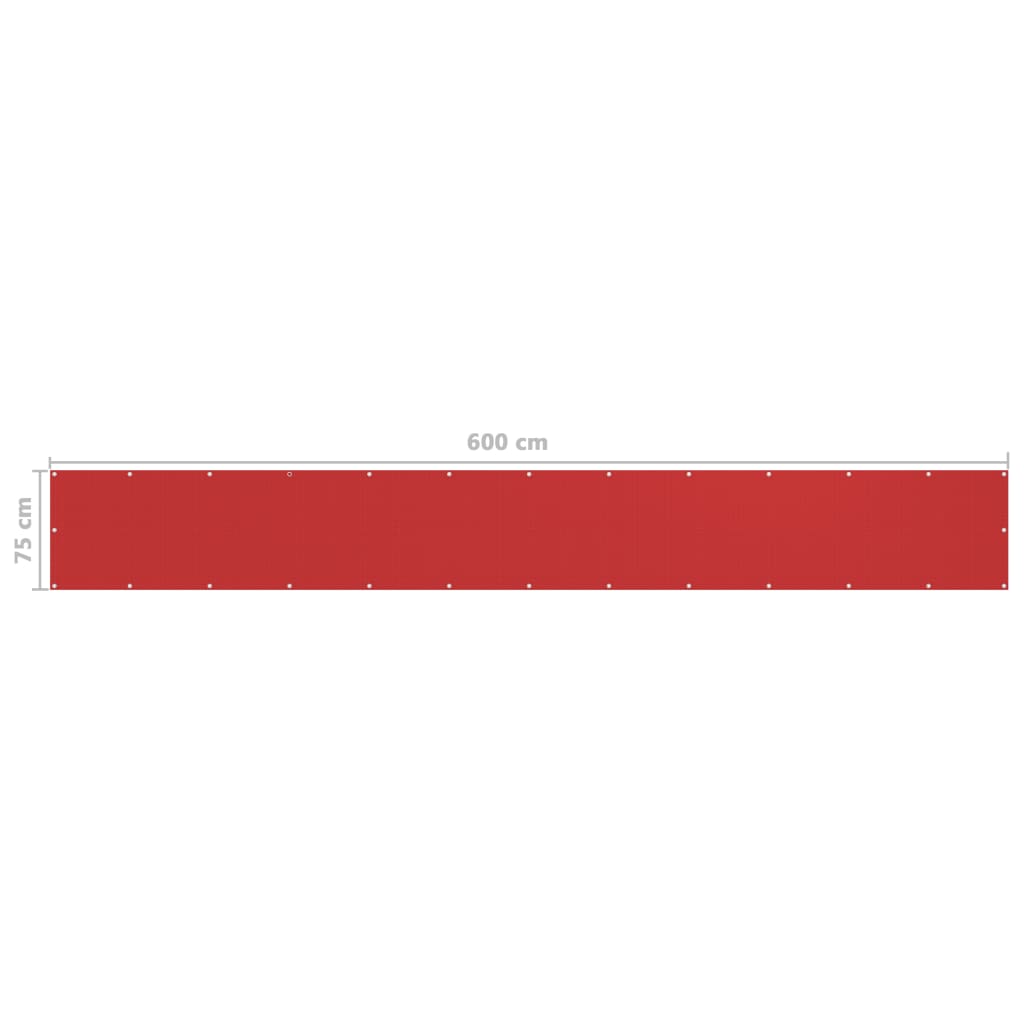 vidaXL Балконски параван, червен, 75x600 см, HDPE