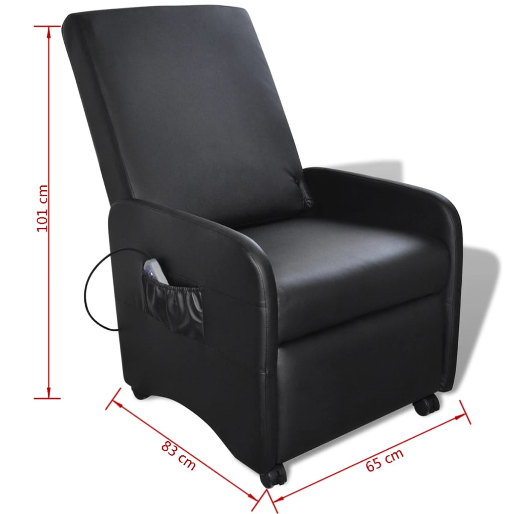 vidaXL Масажен стол, черен, изкуствена кожа