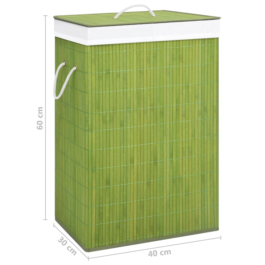 vidaXL Бамбуков кош за пране с 2 секции зелен 72 л