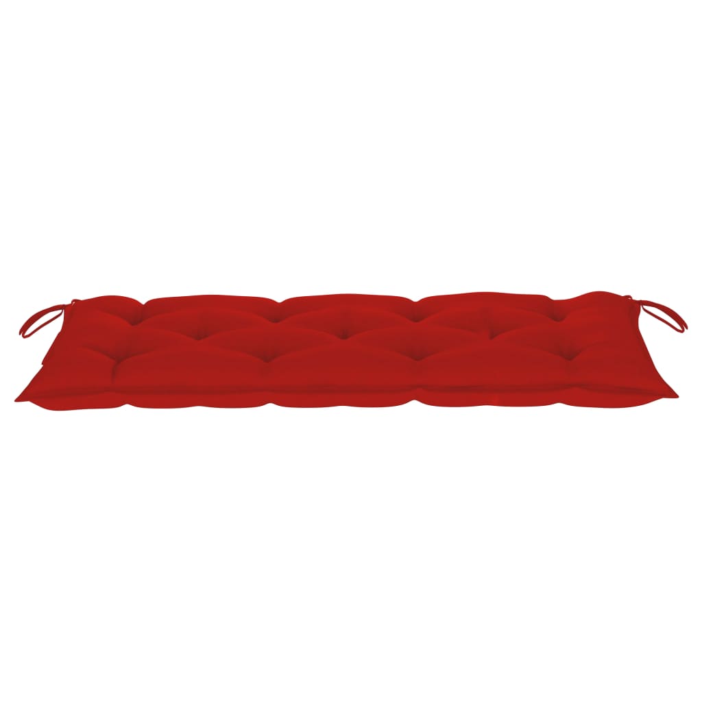 vidaXL Пейка Батавия с червена възглавница, 120 см, тик масив