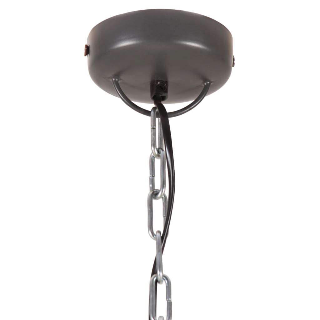 vidaXL Индустриална пенделна лампа сива желязо и дърво масив 35 см E27