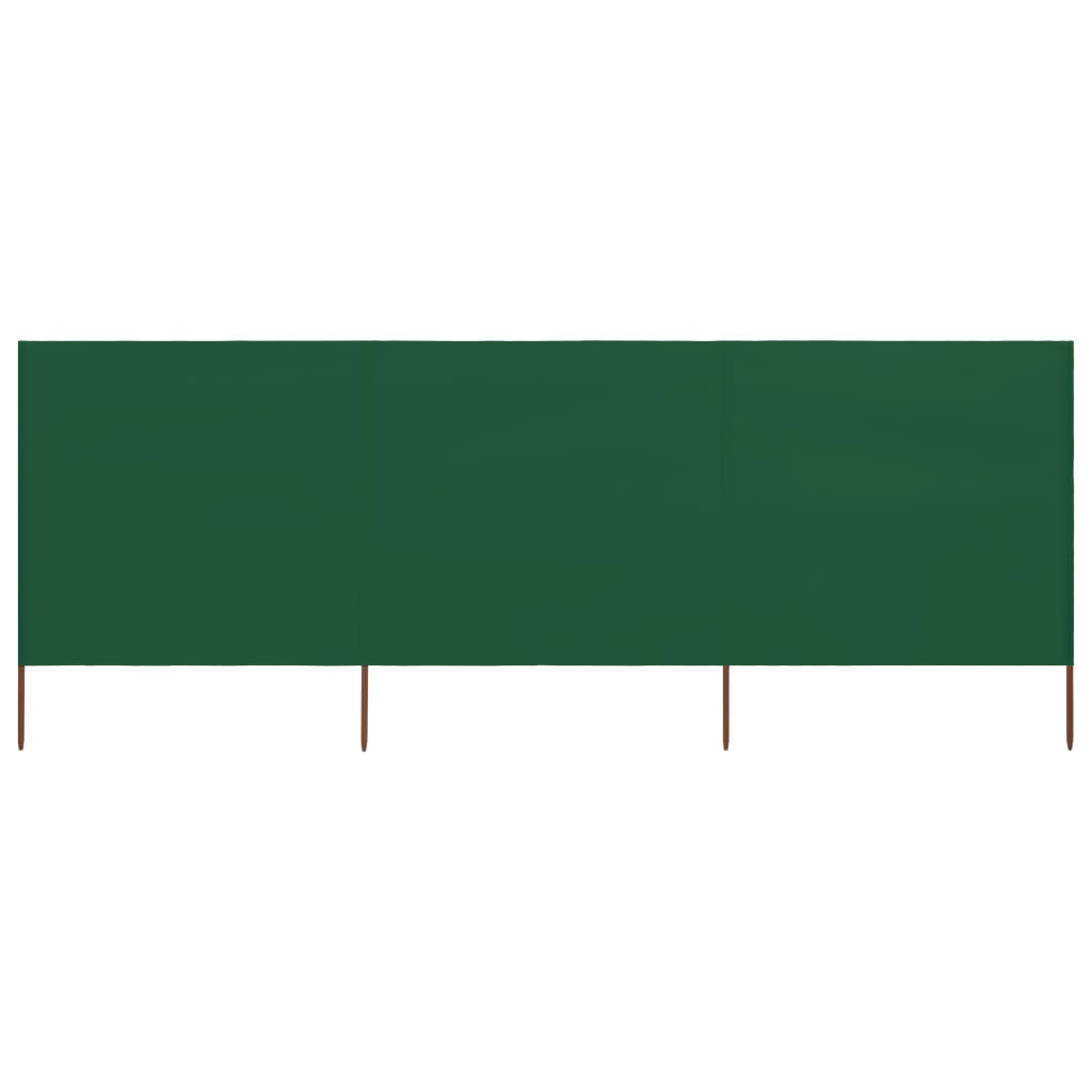 vidaXL Параван против вятър от 3 панела, текстил, 400x120 см, зелен