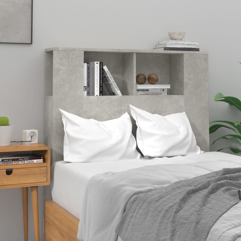 vidaXL Табла за легло тип шкаф, бетонно сива, 100x18,5x104,5 см