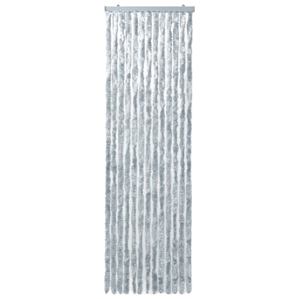 vidaXL Завеса против насекоми, бяло и сиво, 56x200 см, шенил