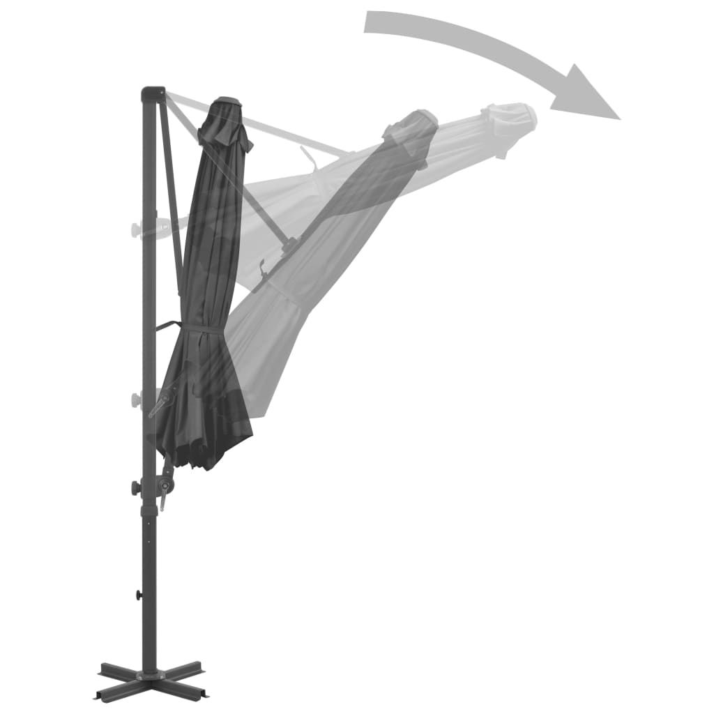 vidaXL Градински чадър чупещо рамо алуминиев прът 300 см антрацит