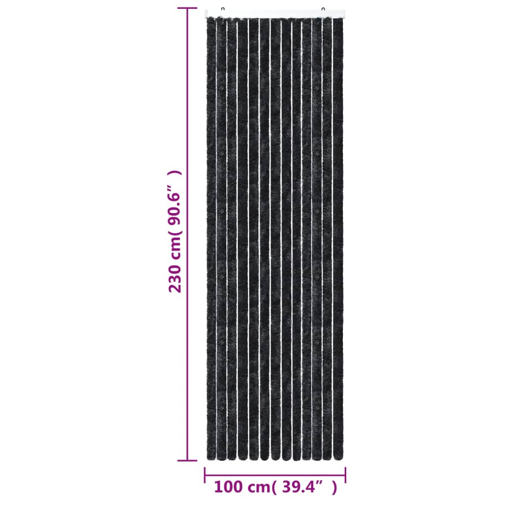 vidaXL Ресни за врата против мухи, антрацит, 100x200 см, шенил