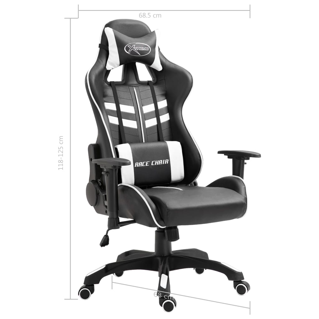 vidaXL Геймърски стол, бяло, изкуствена кожа