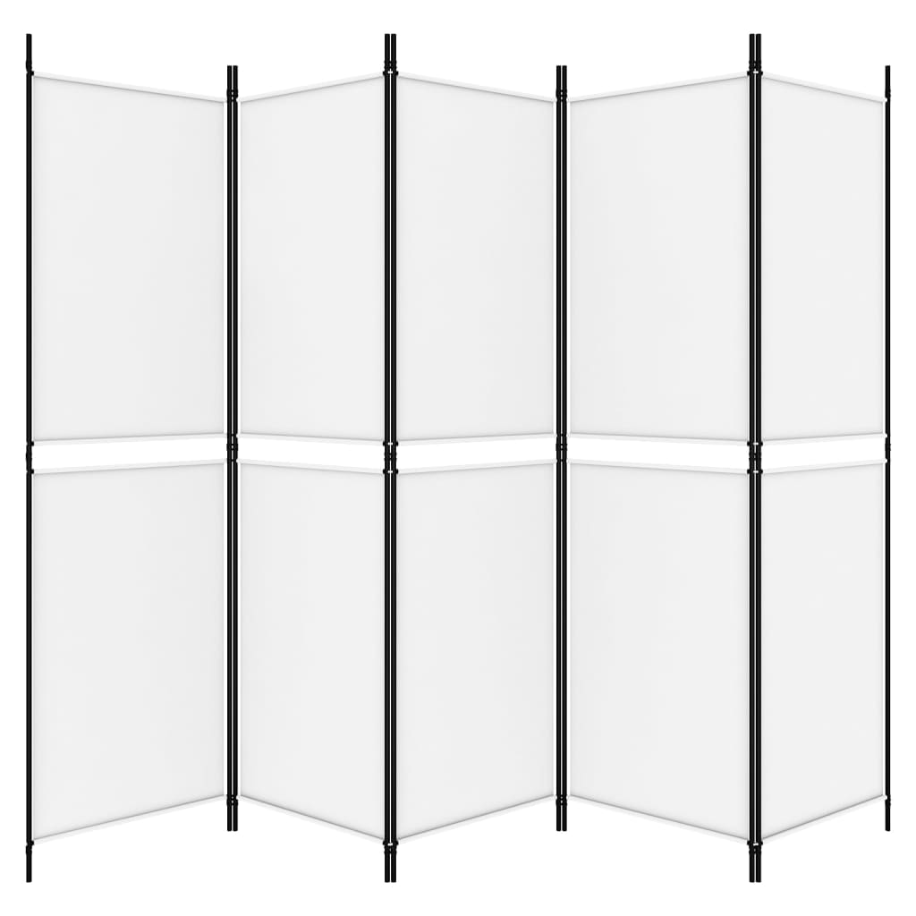 vidaXL Параван за стая, 5 панела, бял, 250x180 см, текстил