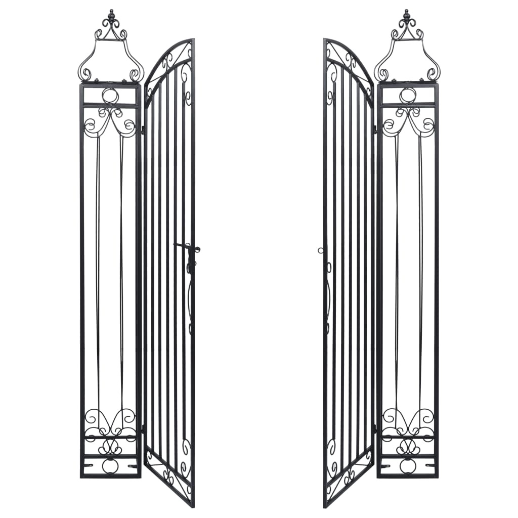 vidaXL Градинска врата с орнаменти, ковано желязо, 122x20,5x160 см