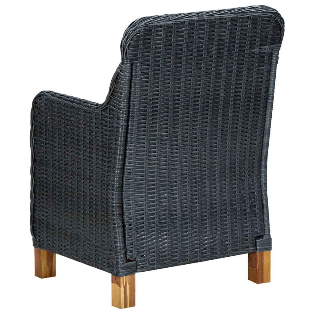 vidaXL Градински столове с възглавници, 2 бр, полиратан, тъмносиви