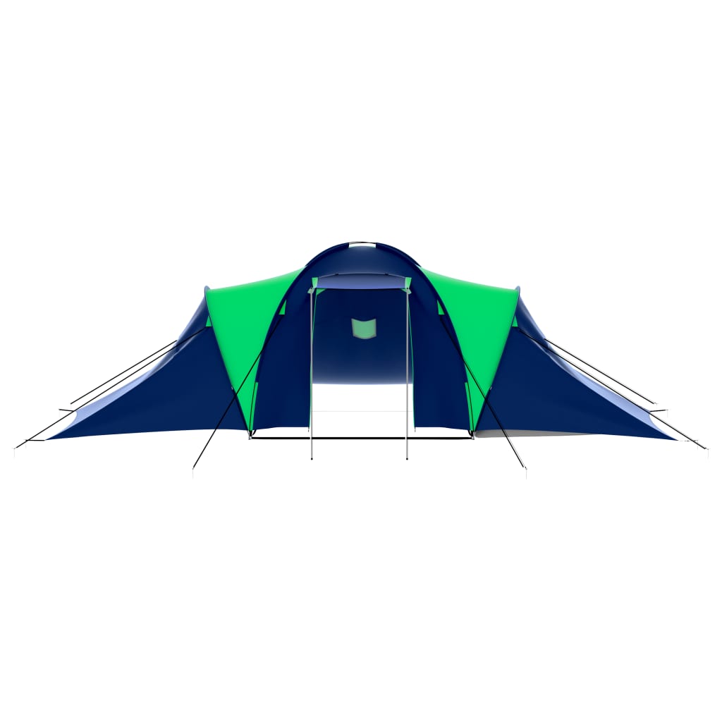 vidaXL Къмпинг палатка, текстил, 9-местна, синьо и зелено