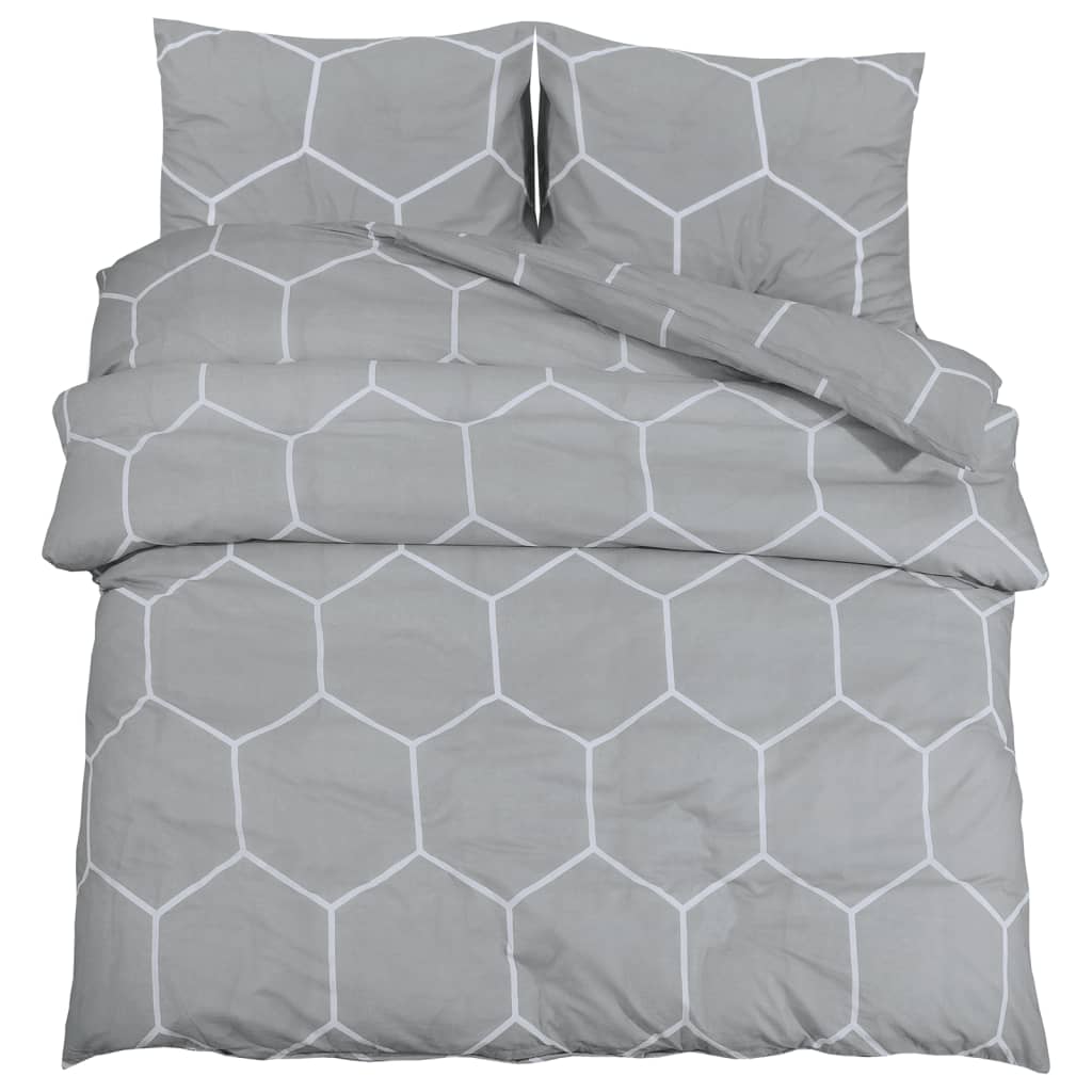 vidaXL Комплект спално бельо, сив, 260x220 см, памук