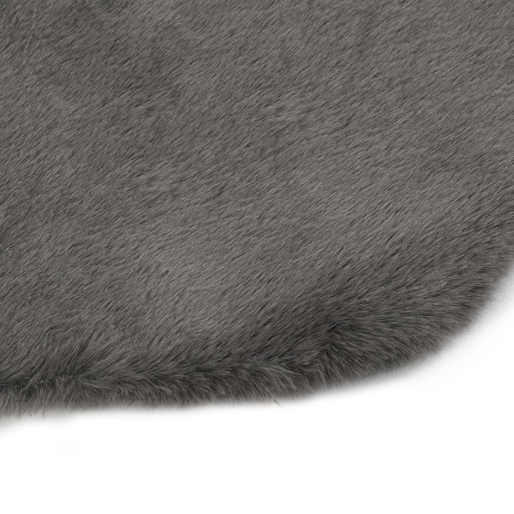 vidaXL Килим, 65x95 см, изкуствена заешка козина, тъмносив