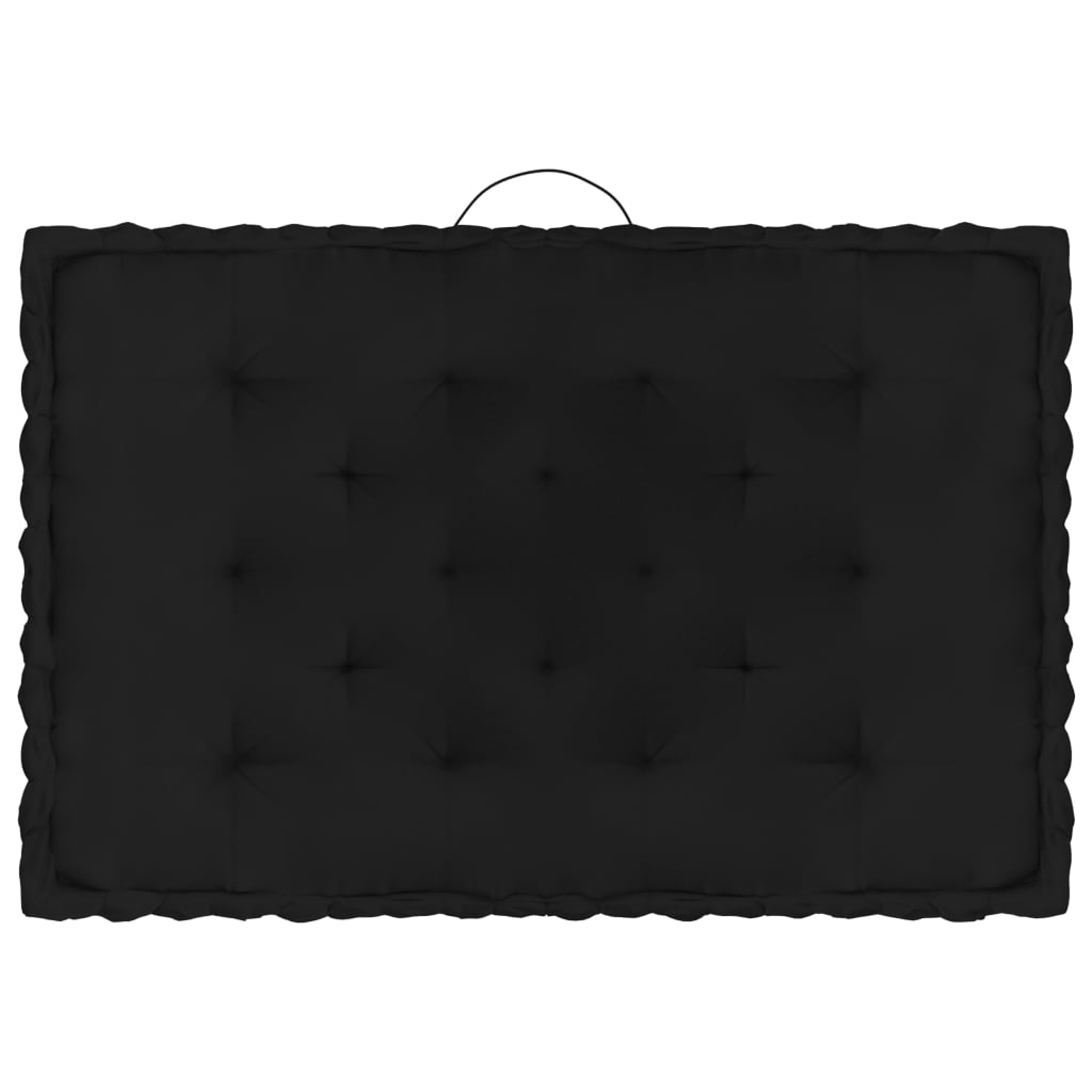 vidaXL Палетни възглавници за под, 6 бр, черни, памук