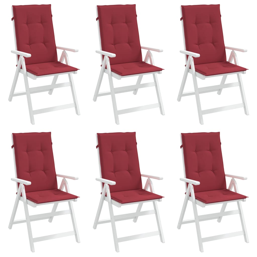 vidaXL Възглавници за стол 6 бр виненочервени 120x50x3 см плат