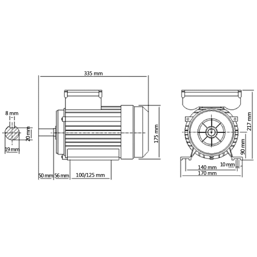 vidaXL Еднофазен електромотор алуминий 1,5 kW/2 кс 2 полюса 2800 об/м