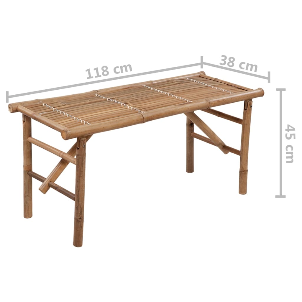 vidaXL Сгъваема градинска пейка с възглавница, 118 см, бамбук
