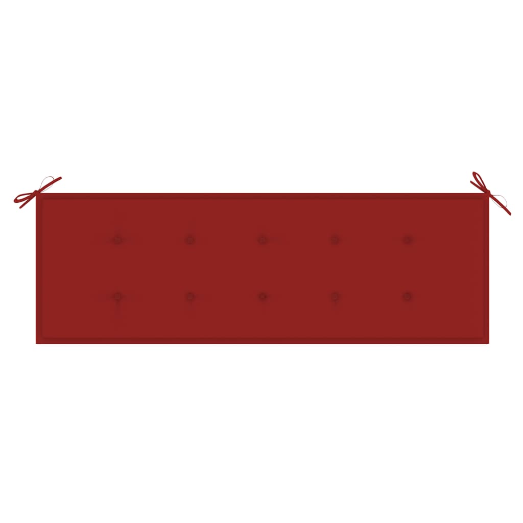 vidaXL Градинска пейка с червено шалте, 150 см, тик масив