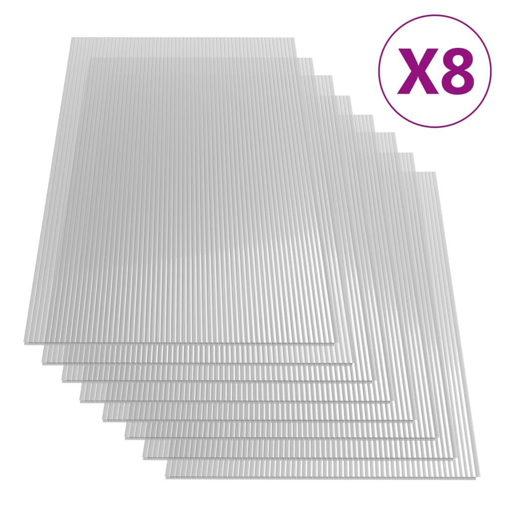vidaXL Поликарбонатни листи, 8 бр, 4 мм, 121х60 см