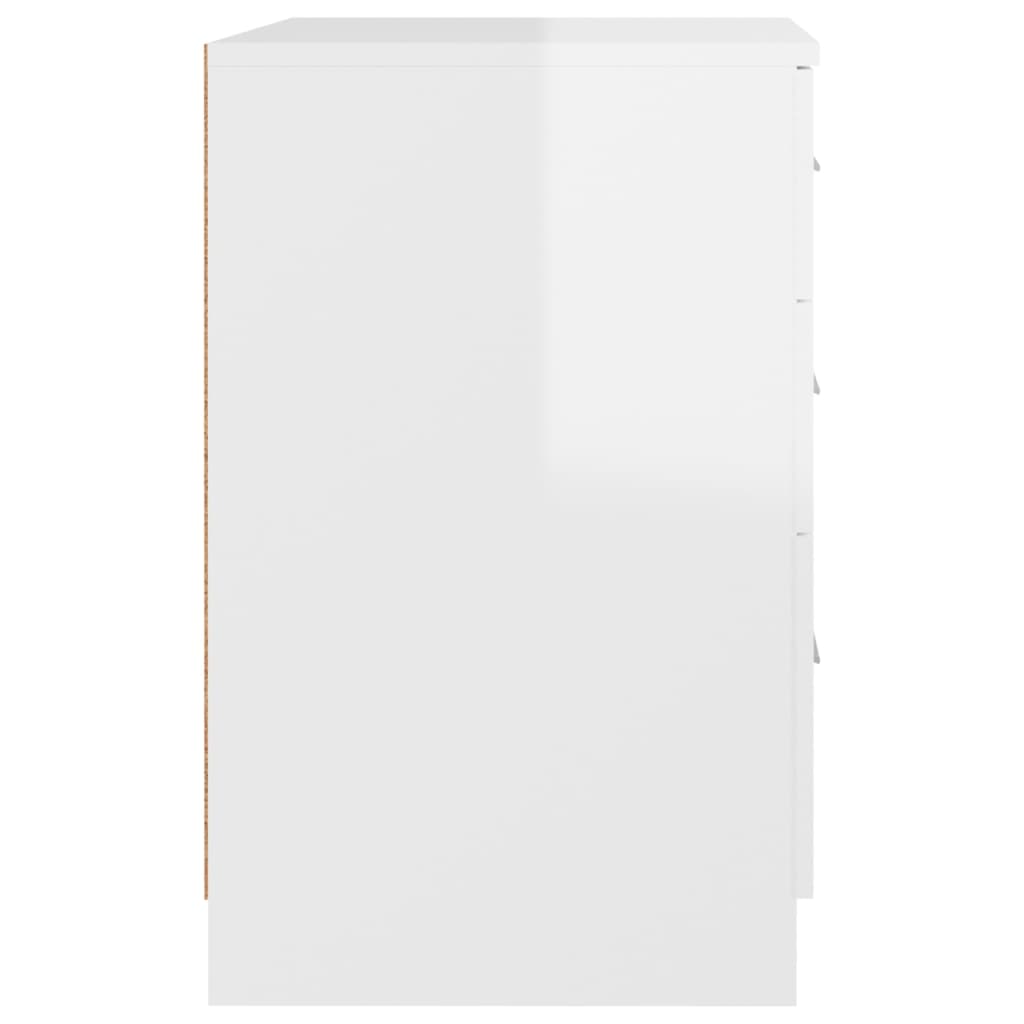vidaXL Нощно шкафче, бял гланц, 40x40x63 см, инженерно дърво