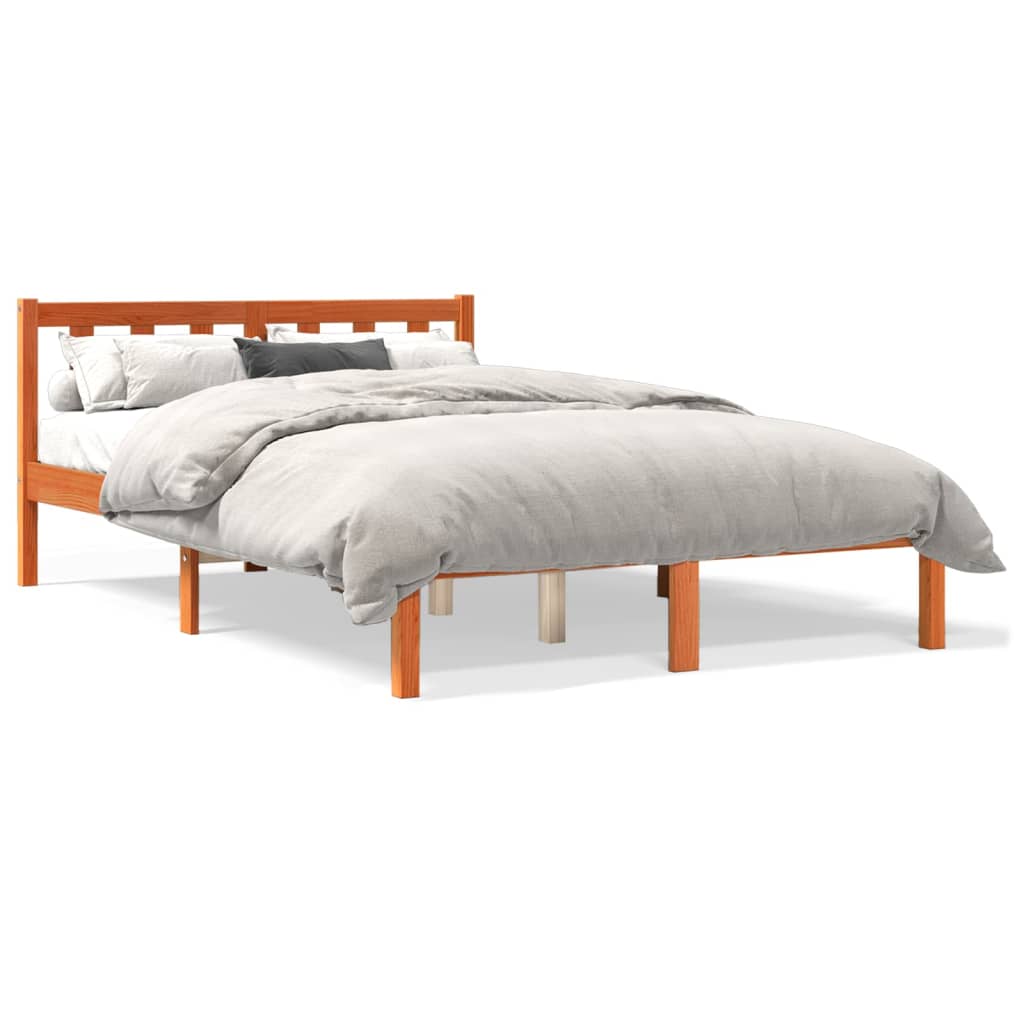 vidaXL Рамка за легло, восъчнокафяв, 120x190 см, борово дърво масив