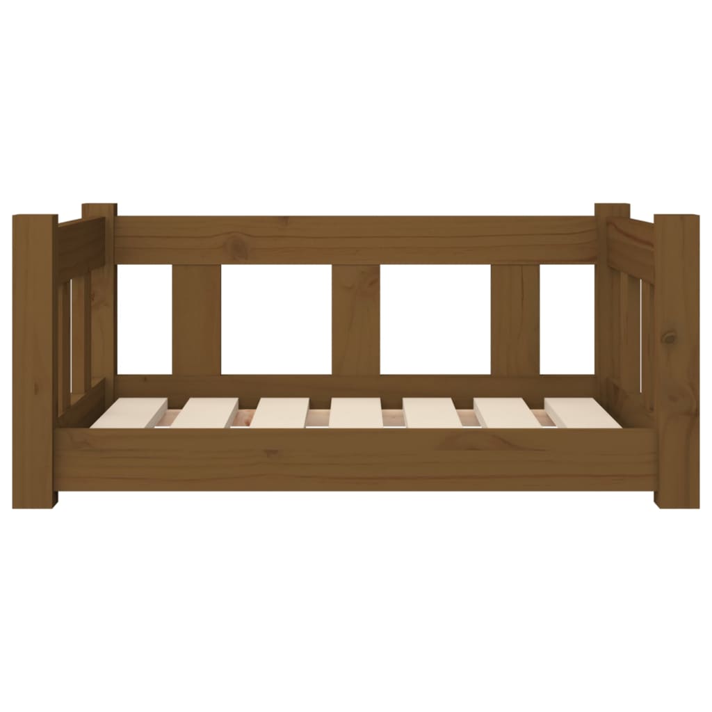 vidaXL Кучешко легло, меденокафяво, 65,5x50,5x28 см, бор масив