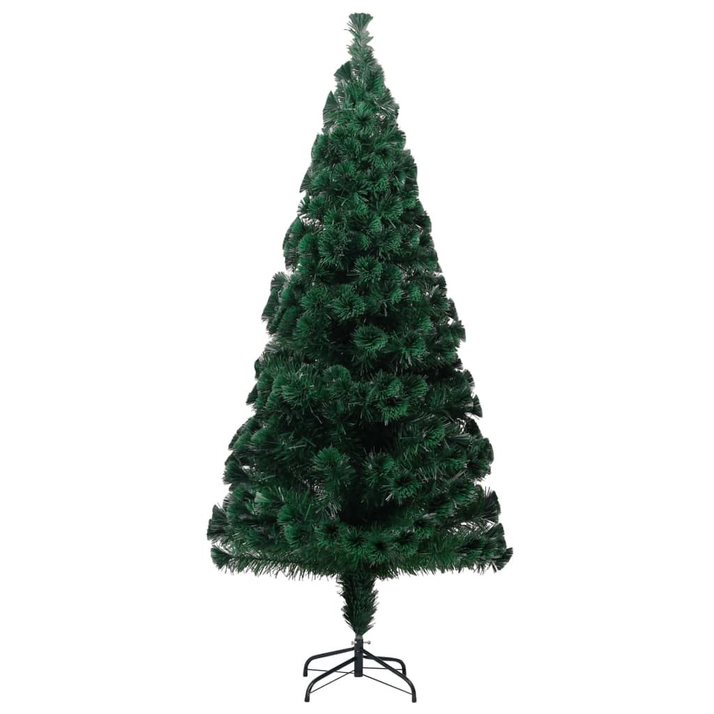 vidaXL Изкуствена коледна елха със стойка зелена 180 см оптично влакно