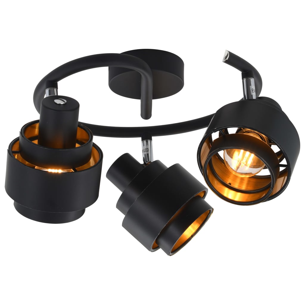 vidaXL 3-посочна спот лампа, черна, E14