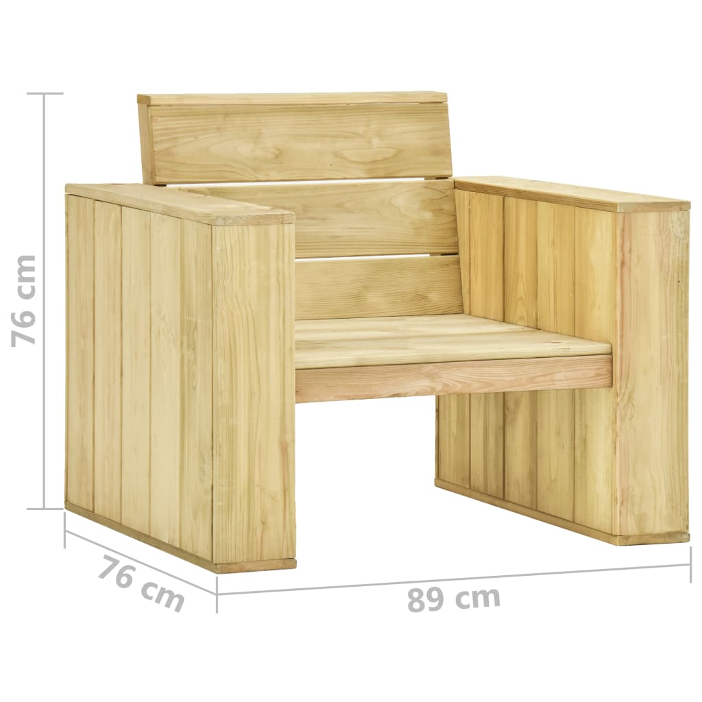 vidaXL Градински стол, 89x76x76 см, импрегнирано борово дърво
