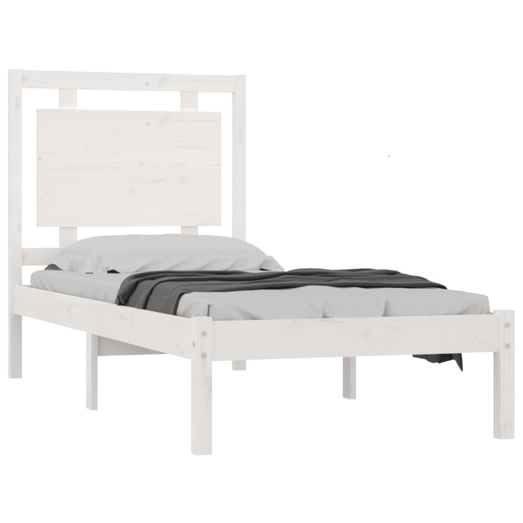 vidaXL Рамка за легло, бяла, дърво масив, 100x200 см