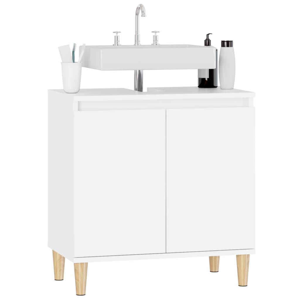 vidaXL Шкаф за мивка, бял, 58x33x60 см, инженерно дърво