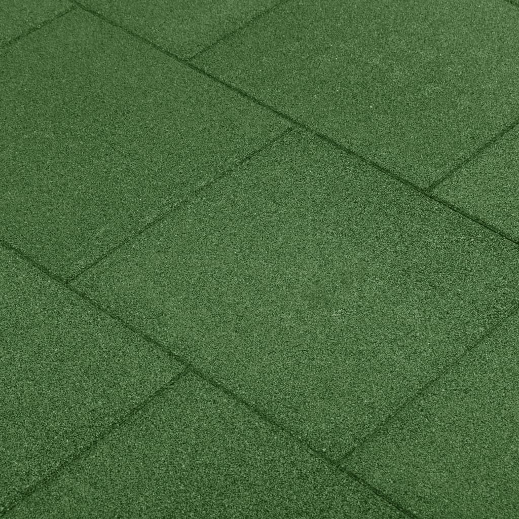 vidaXL Ударопоглъщащи каучукови плочи, 6 бр, 50x50x3 см, зелени