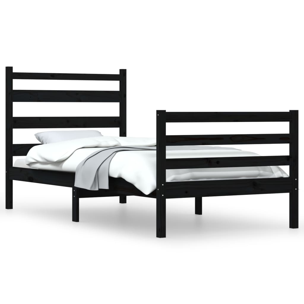 vidaXL Рамка за легло, бор масив, 90х200 см, черна