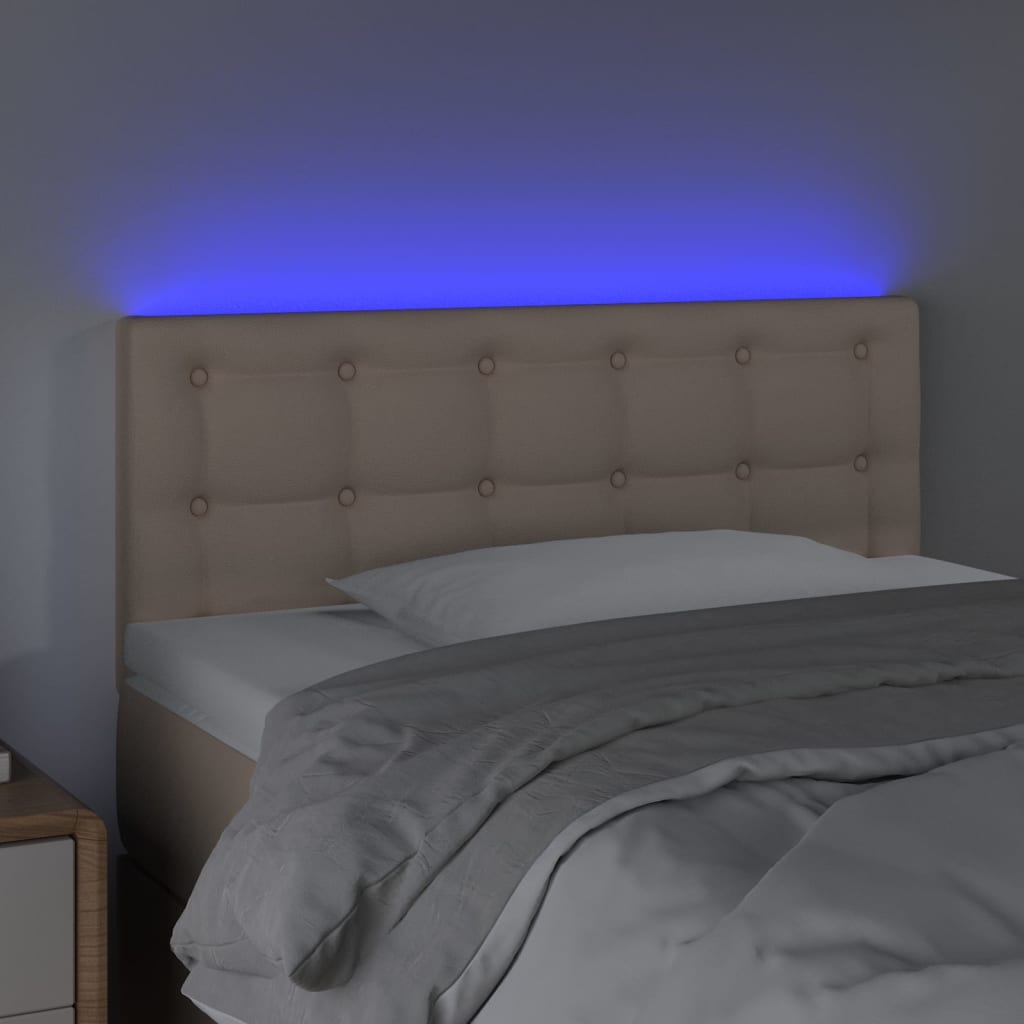 vidaXL LED Горна табла за легло, капучино, 100x5x78/88 см