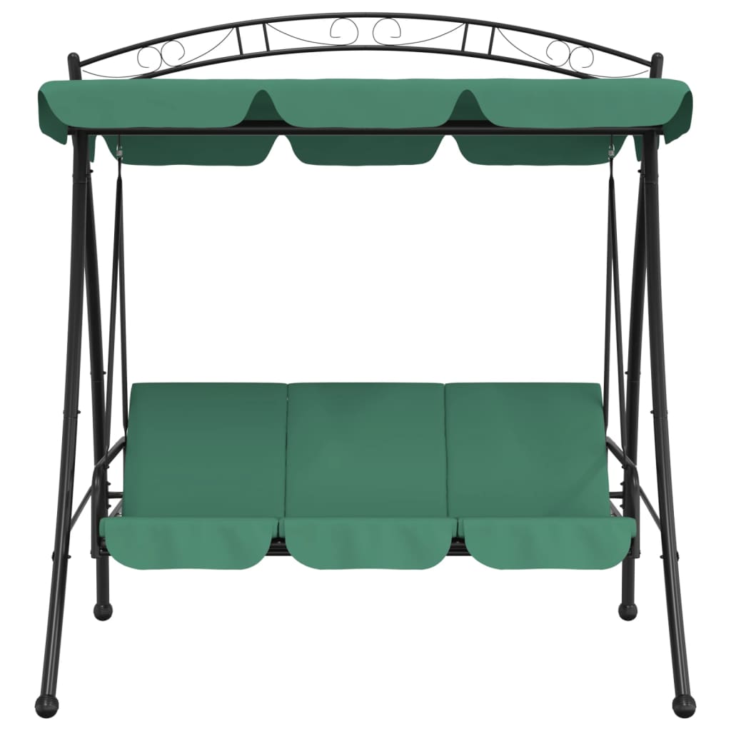 vidaXL Градинска люлка-пейка със сенник зелена 198 см плат и стомана