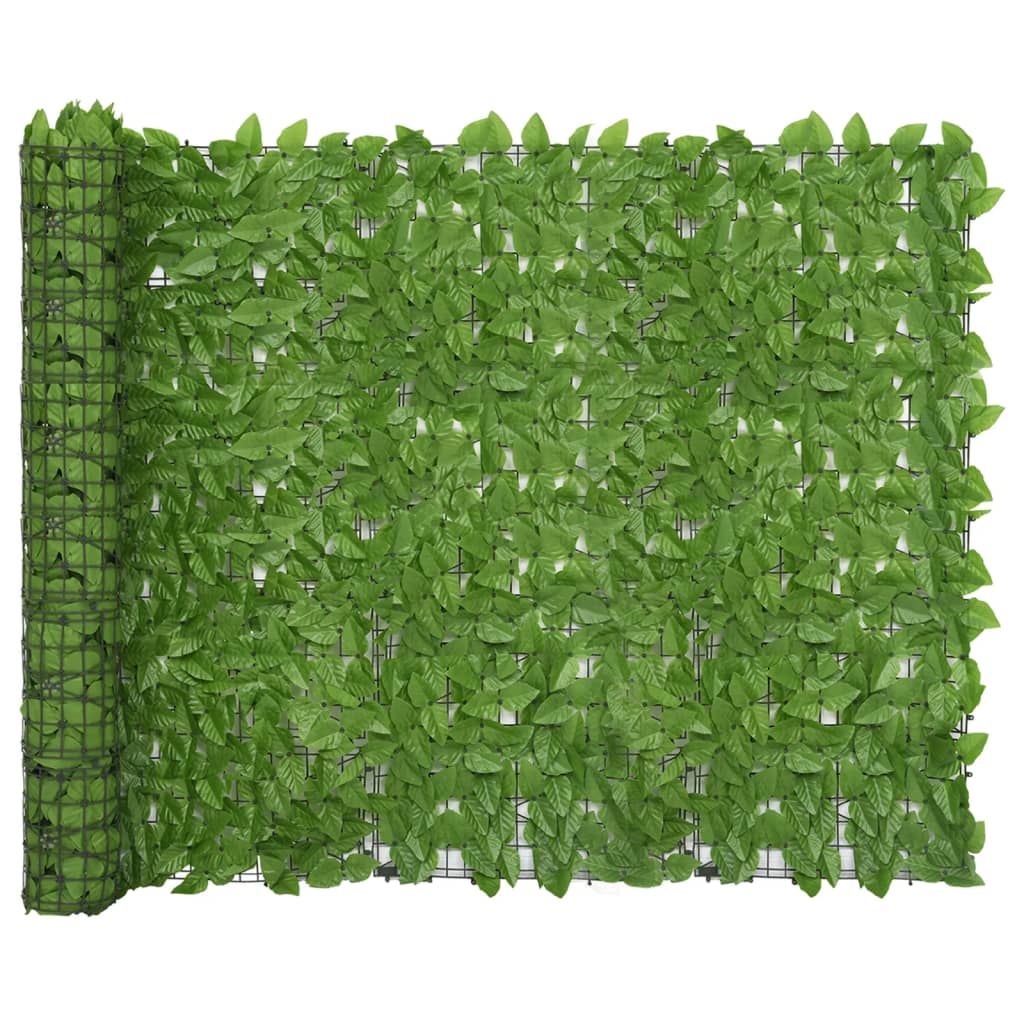 vidaXL Балконски параван със зелени листа, 600x150 см
