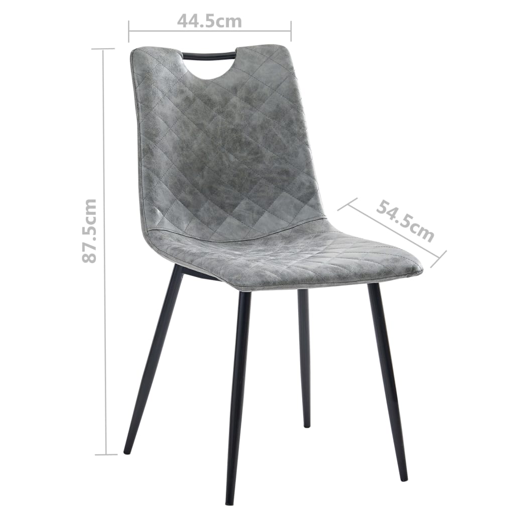 vidaXL Трапезни столове, 2 бр, тъмносиви, изкуствена кожа