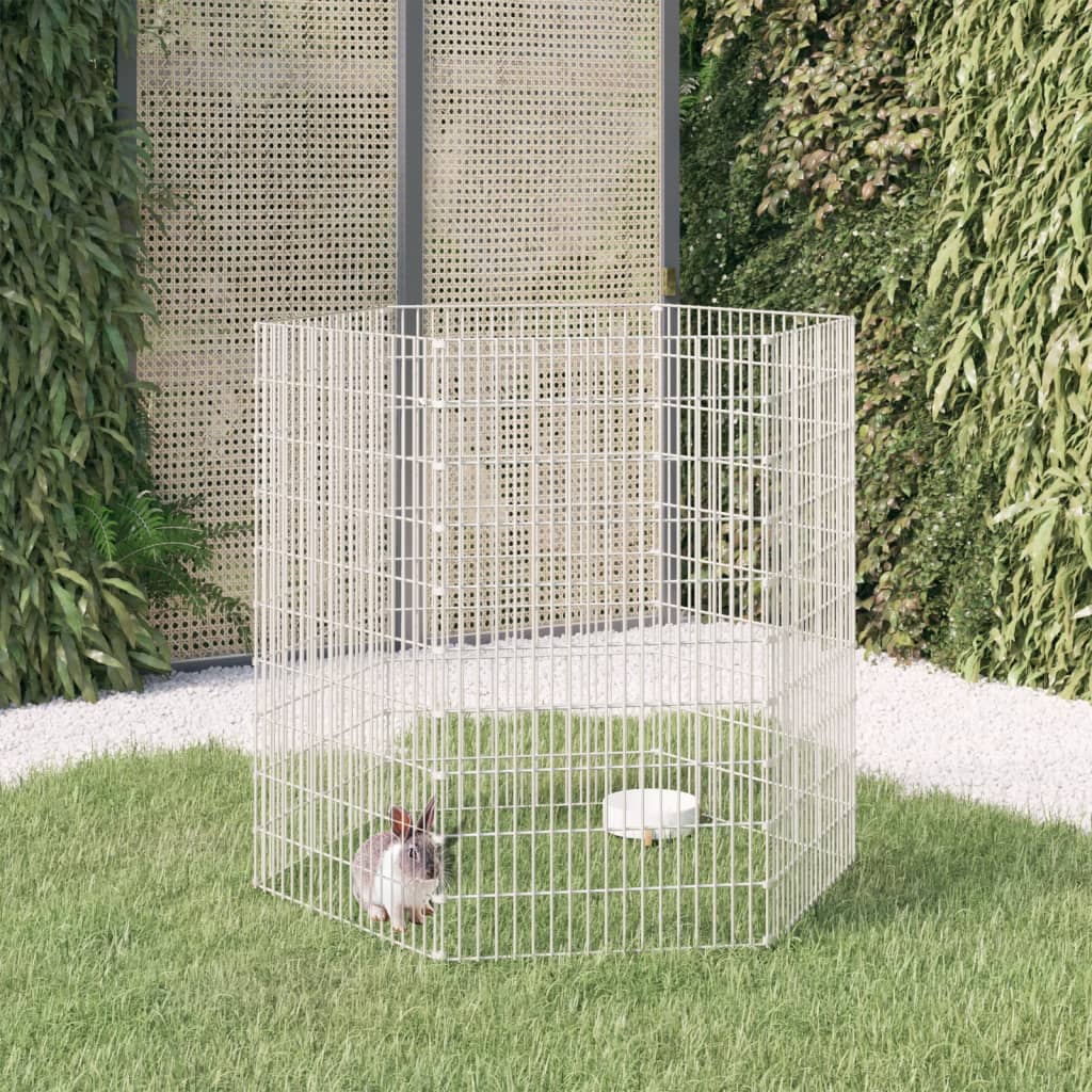 vidaXL Клетка за зайци, 6 панела, 54x100 см, поцинковано желязо