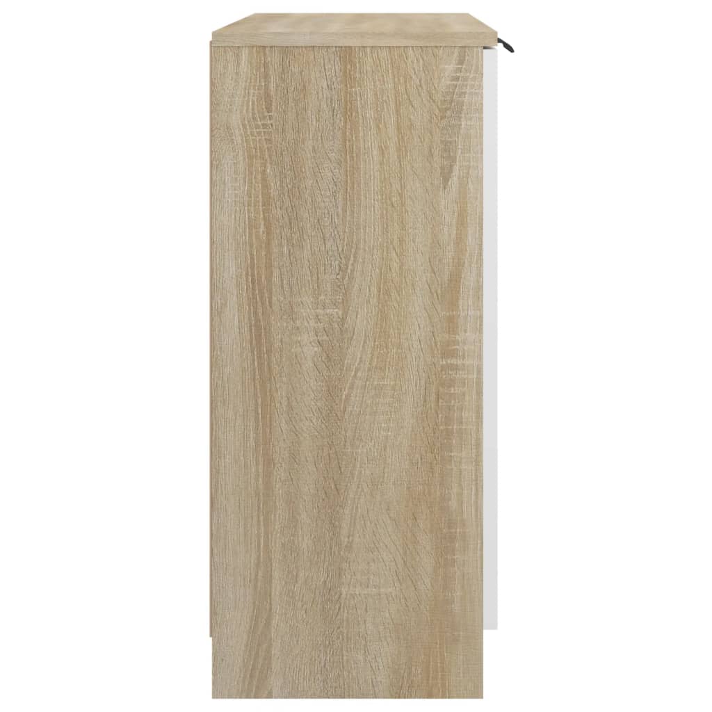vidaXL Сайдборд, бяло и сонома дъб, 60x30x70 см, инженерно дърво