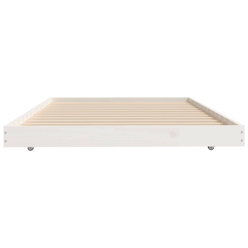 vidaXL Рамка за легло, бяла, борово дърво масив, 90x200 см
