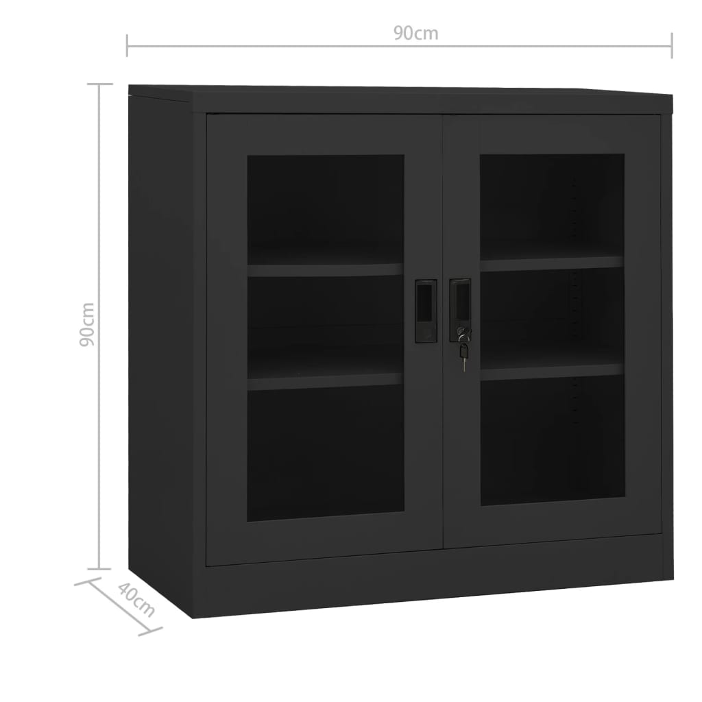 vidaXL Офис шкаф с плантер, антрацит, 90x40x113 см, стомана