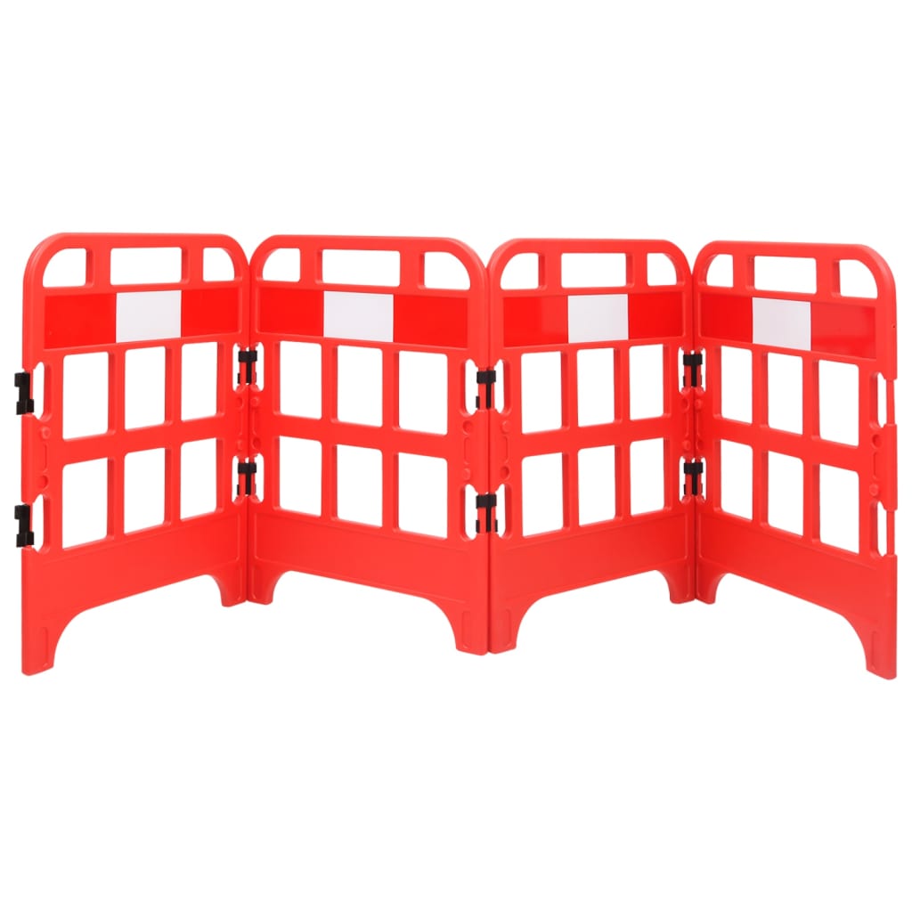 vidaXL Пътни бариери, 4 бр, червени, 75x75x100 см