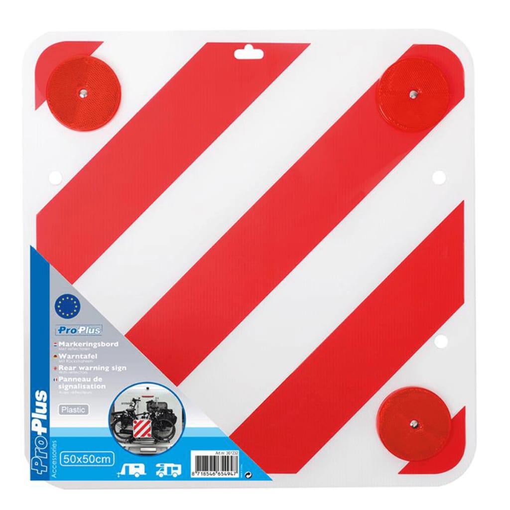 ProPlus предупредителен знак от пластмаса и светлоотражатели 50x50 см