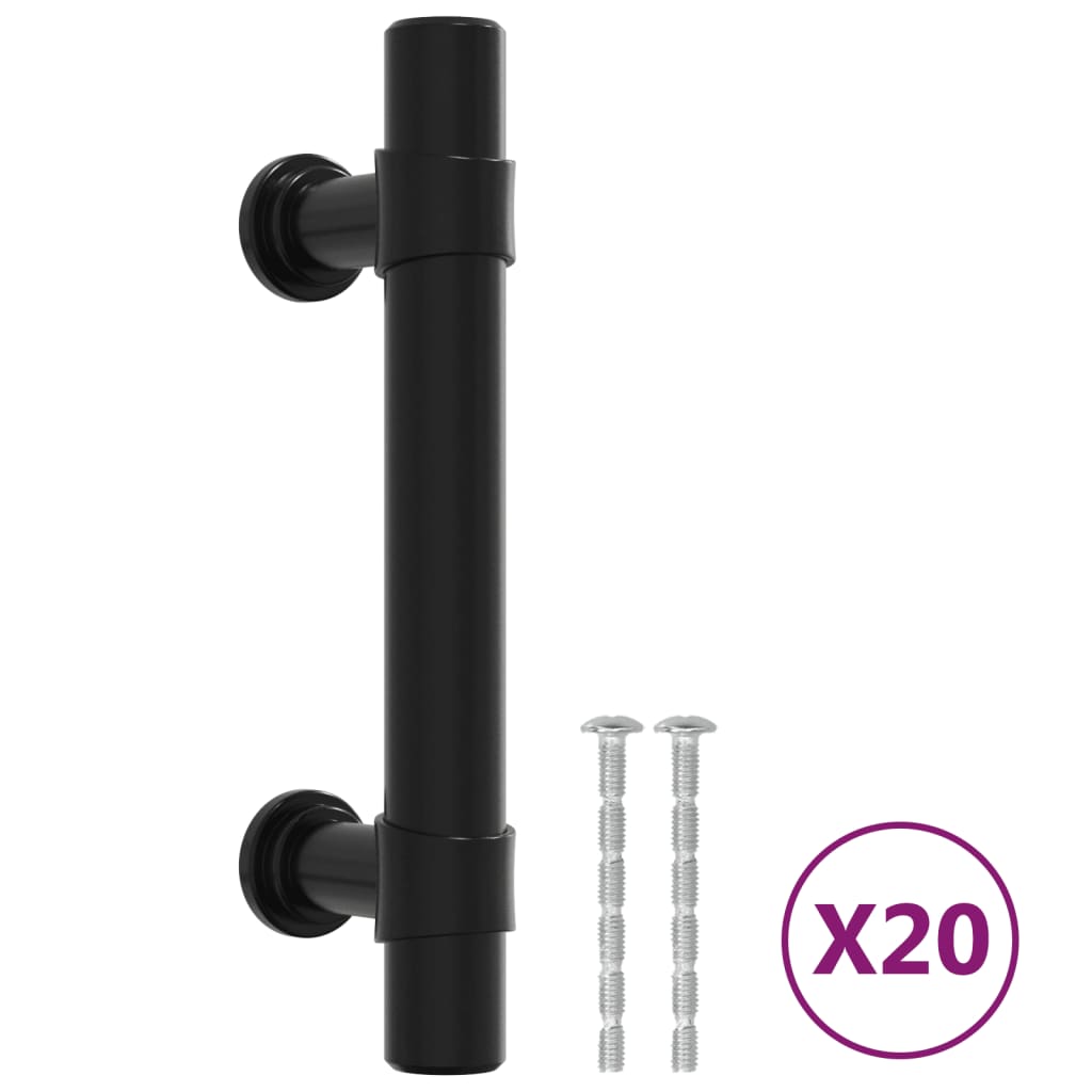 vidaXL Дръжки за шкафове, 20 бр, черни, 64 мм, неръждаема стомана